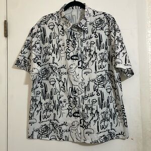 Black and white button up shirt